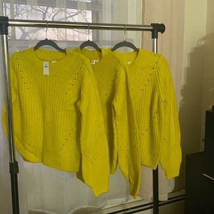 NEW! GAP Womens Brushed Wool-Blend Pointelle Crewneck Sweater